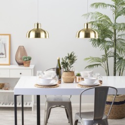 2 Pack of 1 Light Diner Ceiling Pendant - Satin Brass - thumbnail 5