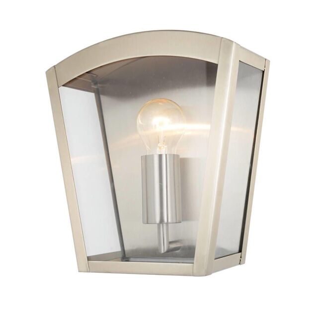 Hamble Outdoor Lantern Curved Wall Light - Stainless Steel - image 1