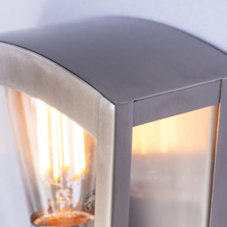 Hamble Outdoor Lantern Curved Wall Light - Stainless Steel - thumbnail 4