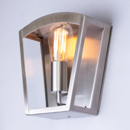 Hamble Outdoor Lantern Curved Wall Light - Stainless Steel - thumbnail 2