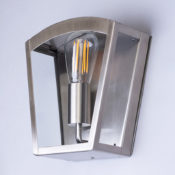 Hamble Outdoor Lantern Curved Wall Light - Stainless Steel - thumbnail 3