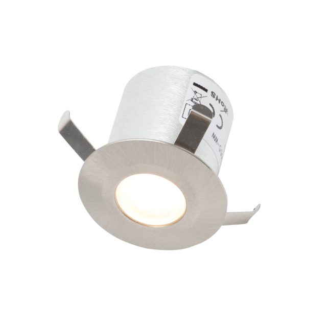 Circular Recessed Warm LED Kitchen Plinth and Outdoor Decking Light - Brushed Steel - image 1