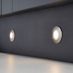 Circular Recessed Warm LED Kitchen Plinth and Outdoor Decking Light - Brushed Steel - thumbnail 4