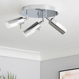 Palma 3 Light Ceiling Spotlight Plate - Chrome - thumbnail 5