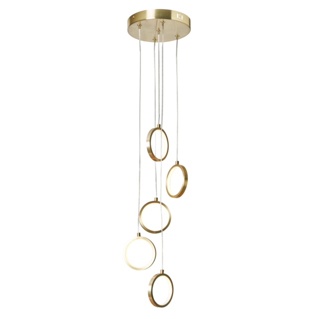 Paola 5 Light LED Ring Cluster Ceiling Pendant - Satin Brass - image 1