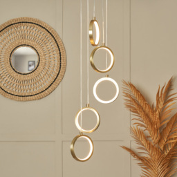 Paola 5 Light LED Ring Cluster Ceiling Pendant - Satin Brass - thumbnail 7
