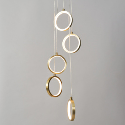 Paola 5 Light LED Ring Cluster Ceiling Pendant - Satin Brass - thumbnail 2