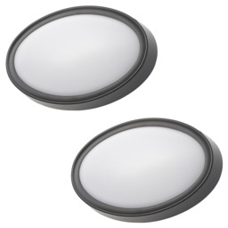 2 Pack of Upton Outdoor LED Oval Wall Light - Black - thumbnail 1