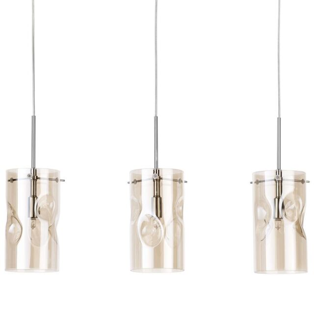 Visconte Monet 3 Light Champagne Tinted Glass Ceiling Pendant - Chrome - image 1