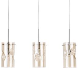Visconte Monet 3 Light Champagne Tinted Glass Ceiling Pendant - Chrome