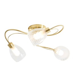 Cora 3 Light Tangle Flush Bathroom Ceiling Light - Satin Brass - thumbnail 1