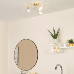 Cora 3 Light Tangle Flush Bathroom Ceiling Light - Satin Brass - thumbnail 5