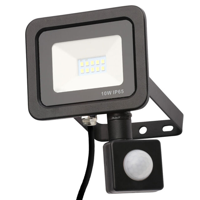 Langton Outdoor LED 10 Watt Slimline Wired Flood Light with PIR Sensor - Black - image 1