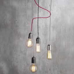 Decorative Twisted Braided Cable Nickel Light Fitting - Red - thumbnail 3