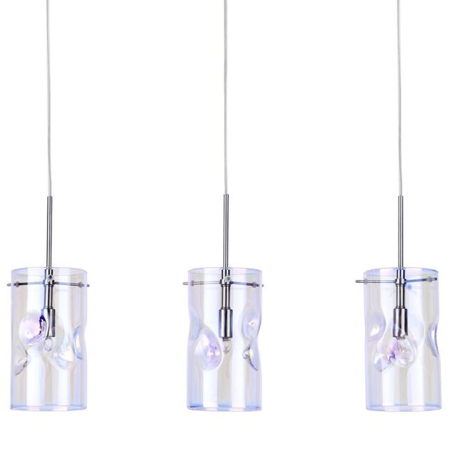Visconte Monet 3 Light Petroleum Tinted Glass Ceiling Pendant - Chrome - image 1