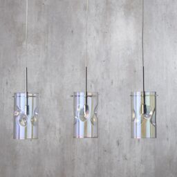 Visconte Monet 3 Light Petroleum Tinted Glass Ceiling Pendant - Chrome - thumbnail 3