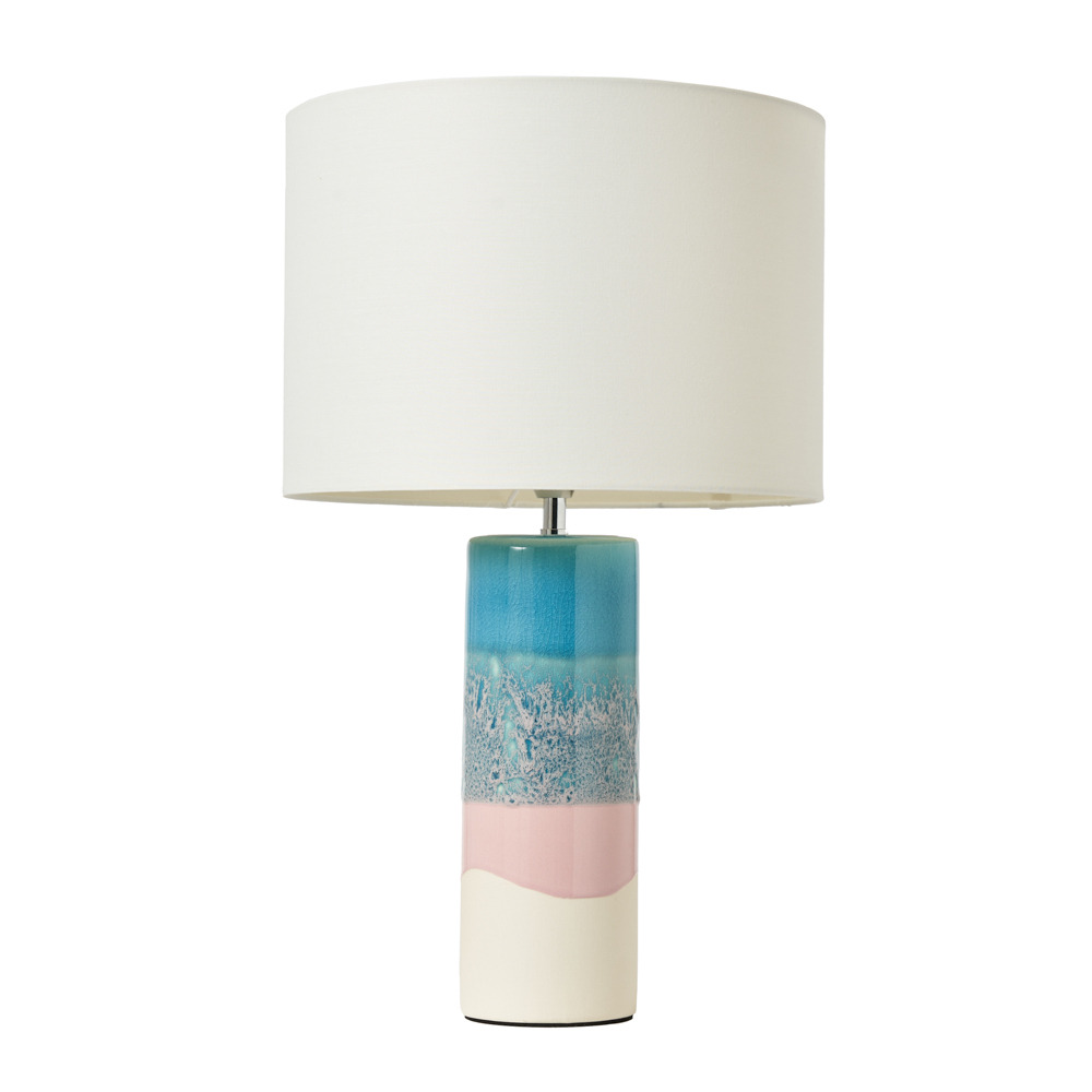 Riya Glazed Ceramic Table Lamp with White Shade - Ombre - image 1