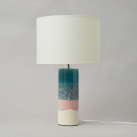 Riya Glazed Ceramic Table Lamp with White Shade - Ombre - thumbnail 3