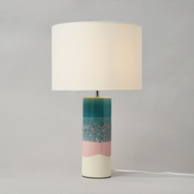 Riya Glazed Ceramic Table Lamp with White Shade - Ombre - thumbnail 2