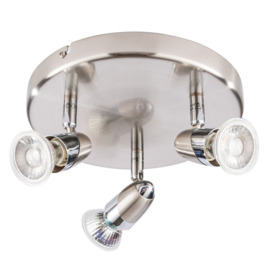 Ronja 3 Light Ceiling Spotlight Plate with LED Bulbs - Chrome