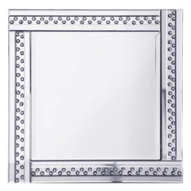 Glitzy Square Mirror with inlaid Crystal Effect Studs - Silver - thumbnail 1