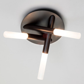 Cross 3 Light Bathroom Semi Flush Ceiling Light - Matt Black - thumbnail 2