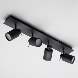Hugo 4 Light Bathroom Ceiling Spotlight Bar - Matte Black - thumbnail 3