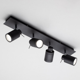 Hugo 4 Light Bathroom Ceiling Spotlight Bar - Matte Black - thumbnail 2