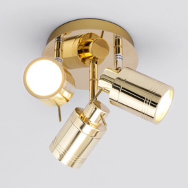 Hugo 3 Light Bathroom Ceiling Spotlight Plate - Brass - thumbnail 2