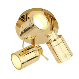 Hugo 3 Light Bathroom Ceiling Spotlight Plate - Brass - thumbnail 1