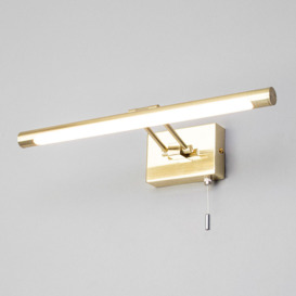 IP44 Rated Picture Wall Light with Pull Cord - Satin Brass - thumbnail 2