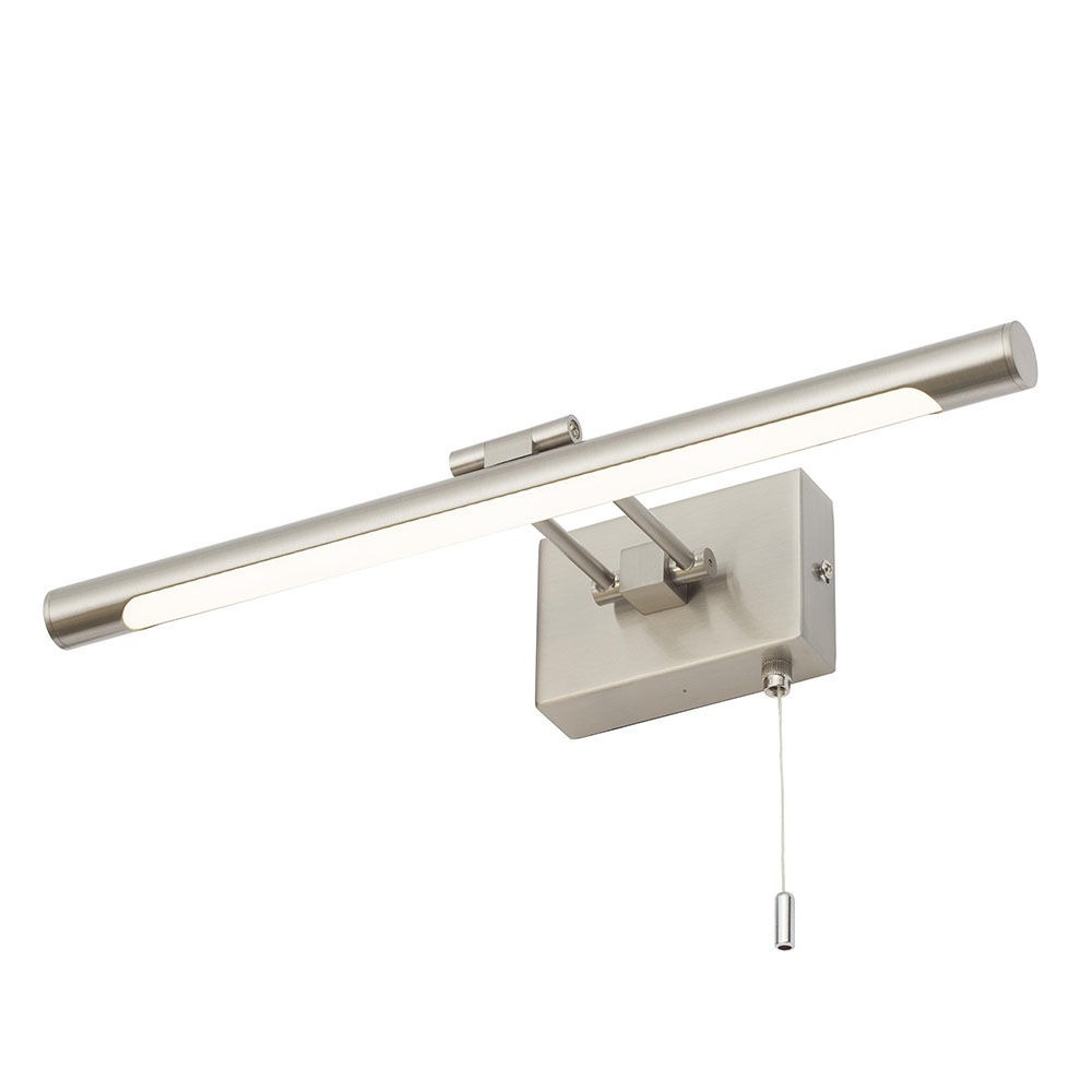 IP44 Rated Picture Wall Light with Pull Cord - Satin Nickel - image 1
