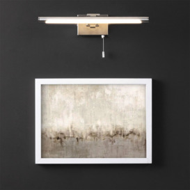 IP44 Rated Picture Wall Light with Pull Cord - Satin Nickel - thumbnail 2