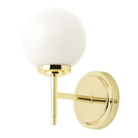 Preston 1 Light Bathroom Globe Wall Light - Brass - thumbnail 1