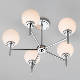 Preston 5 Light Bathroom Semi Flush Globe Ceiling Light - Chrome - thumbnail 2