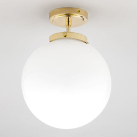 Preston 1 Light Bathroom Semi Flush Globe Ceiling Light - Brass - thumbnail 2