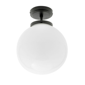 Preston 1 Light Bathroom Semi Flush Globe Ceiling Light - Matte Black - thumbnail 1
