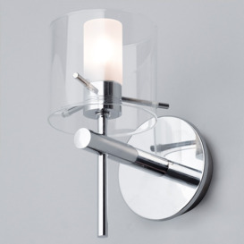 Lincoln 1 Light Bathroom Wall Light with Cylinder Glass Shade - Chrome - thumbnail 3