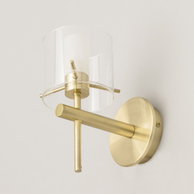 Lincoln 1 Light Bathroom Wall Light with Cylinder Glass Shade - Satin Brass - thumbnail 3
