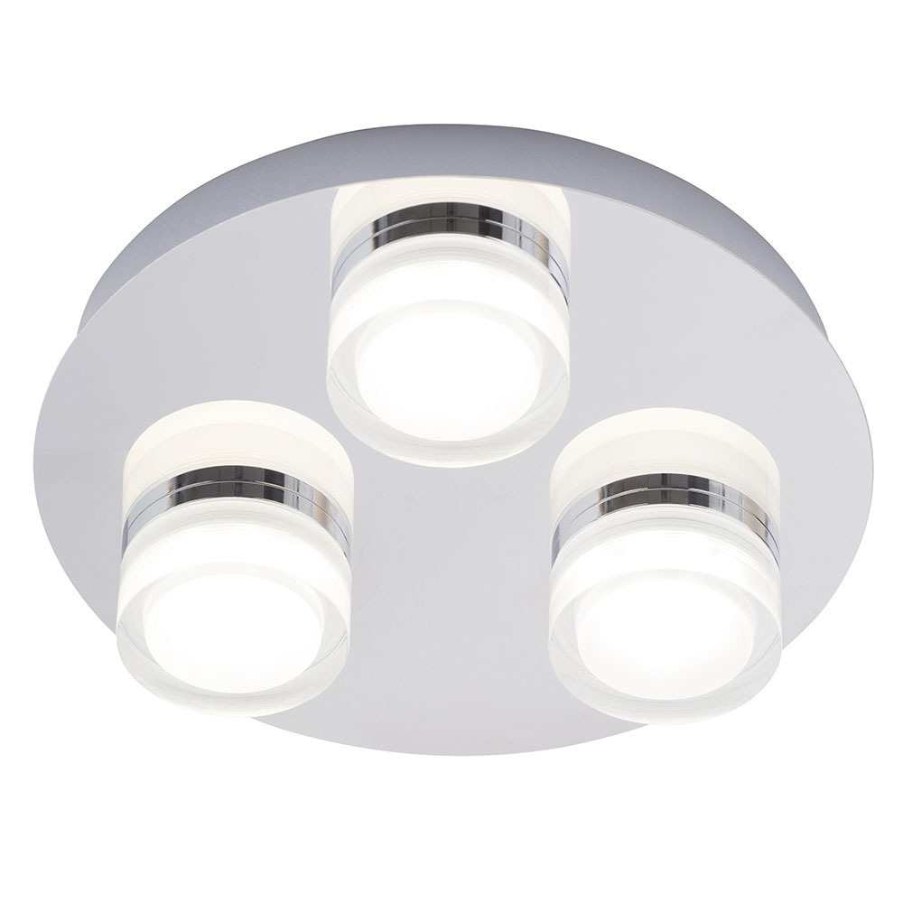 Bolton Bathroom 3 Light LED Flush Ceiling Spotlight Plate - Chrome - image 1