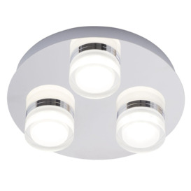 Bolton Bathroom 3 Light LED Flush Ceiling Spotlight Plate - Chrome - thumbnail 1