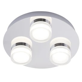 Bolton Bathroom 3 Light LED Flush Ceiling Spotlight Plate - Chrome