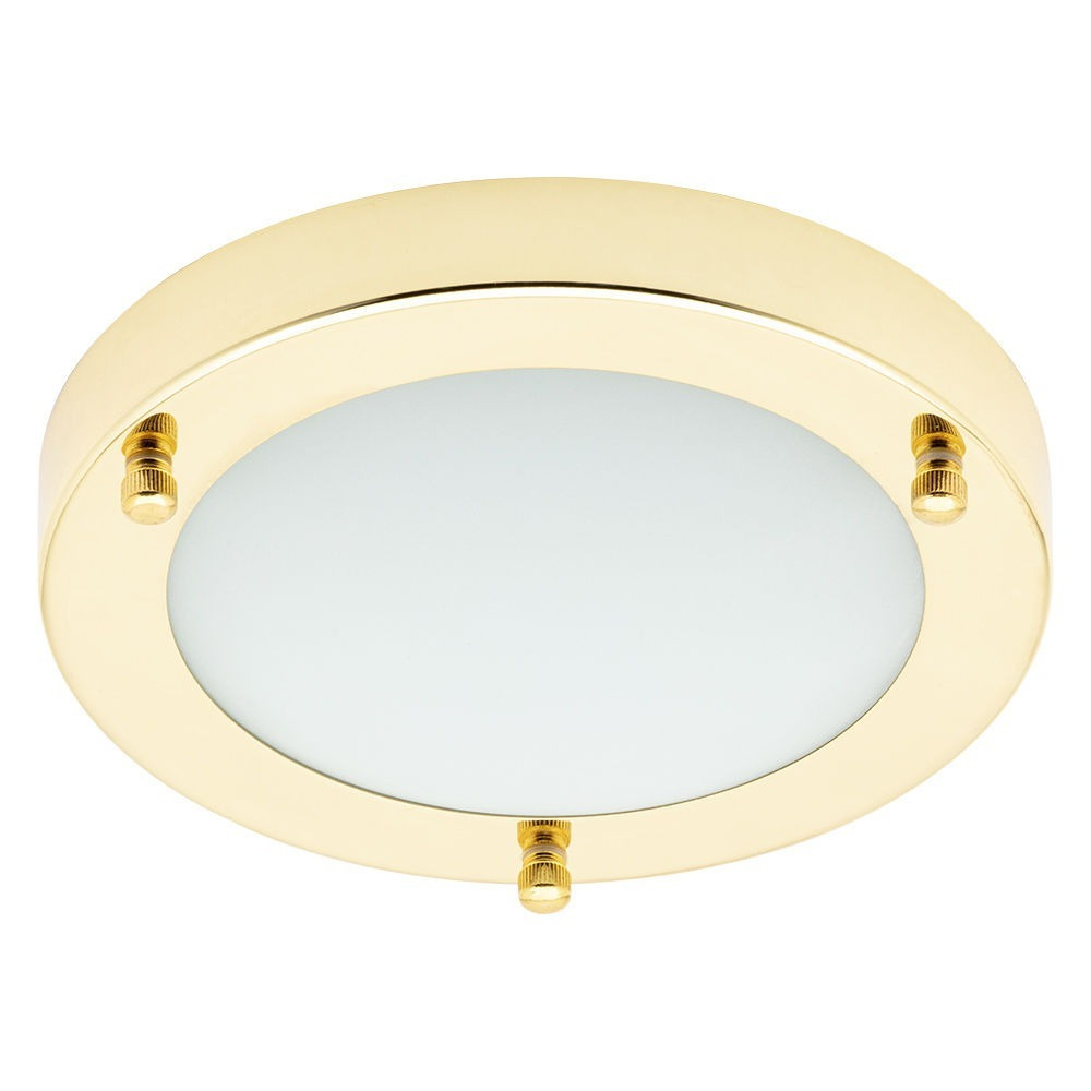 Mari 12 Watt Small LED Flush Bathroom Ceiling Light - Brass - image 1