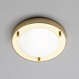 Mari 12 Watt Small LED Flush Bathroom Ceiling Light - Brass - thumbnail 2
