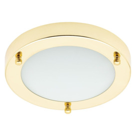 Mari 12 Watt Small LED Flush Bathroom Ceiling Light - Brass - thumbnail 1