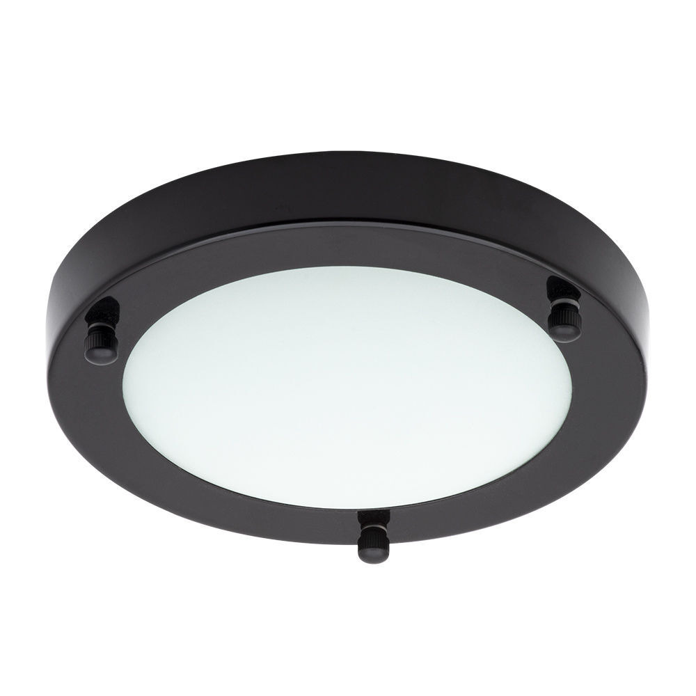 Mari 12 Watt Small LED Flush Bathroom Ceiling Light - Satin Black - image 1
