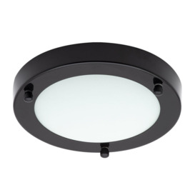 Mari 12 Watt Small LED Flush Bathroom Ceiling Light - Satin Black - thumbnail 1