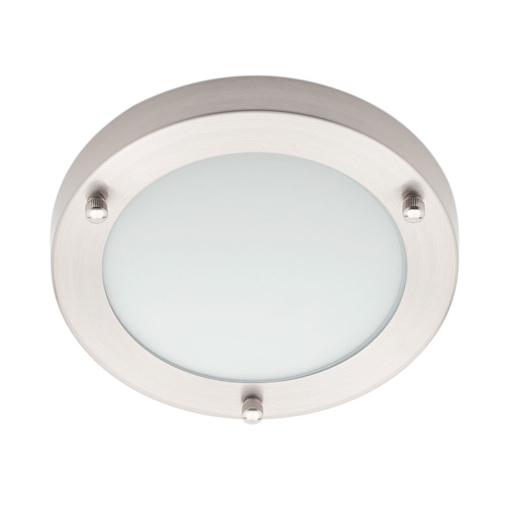 Mari 12 Watt Small LED Flush Bathroom Ceiling Light - Satin Nickel - image 1