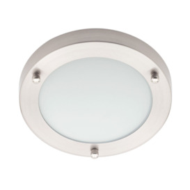 Mari 12 Watt Small LED Flush Bathroom Ceiling Light - Satin Nickel - thumbnail 1