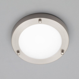Mari 12 Watt Small LED Flush Bathroom Ceiling Light - Satin Nickel - thumbnail 2